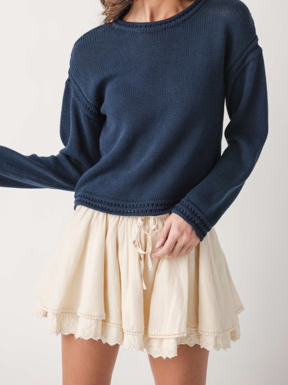 Free People beige cream lady tulip mini skirt